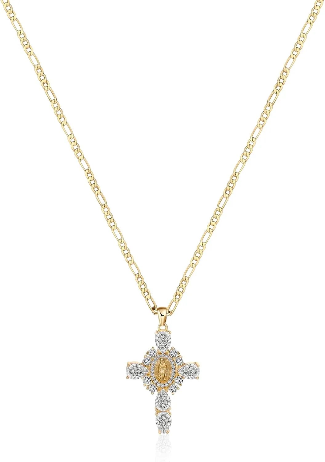 Gold Cross Necklace for Women 14K Gold Plated Cross Pendant Dainty Choker Necklace with Diamonds Trendy Jewelry