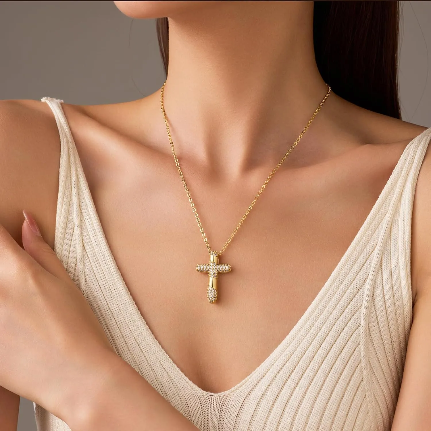 Gold Cross Necklace for Women,Bubble Balloon Cross Necklaces Jewelry Gifts for Women