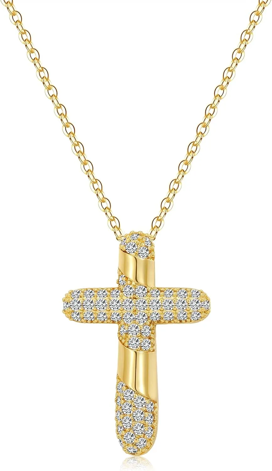 Gold Cross Necklace for Women,Bubble Balloon Cross Necklaces Jewelry Gifts for Women