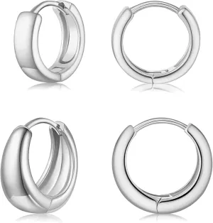 Gold Huggie Hoop Earrings Set for Women Small Chunky Gold Silver Earrings 14K Gold Filled Hypoallergenic Trendy Jewelry Dainty Huggie Earrings