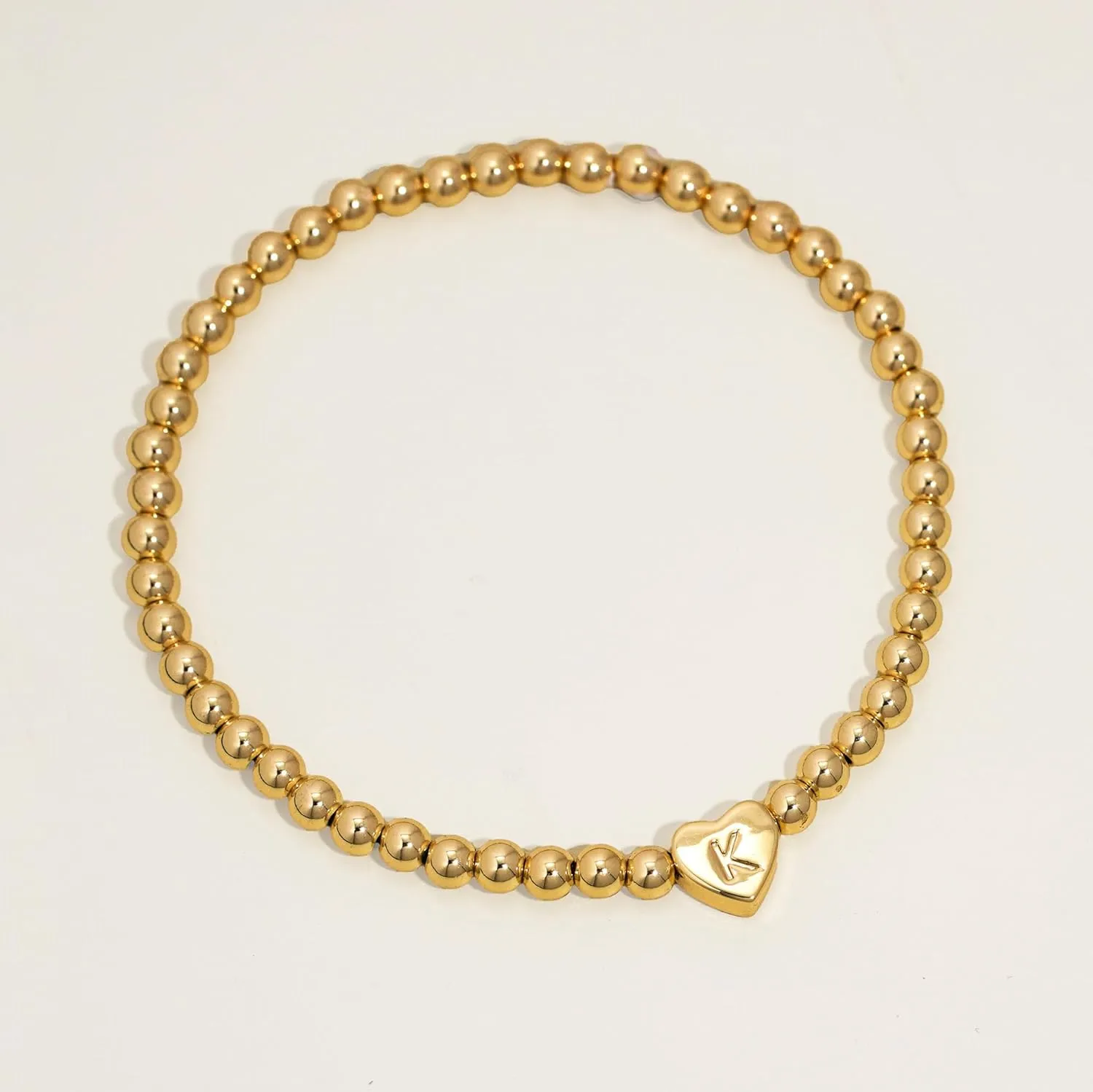 Gold Initial Bracelets for Women, Dainty Gold Heart Charm Letter Bracelet Gold Beaded Bracelets Friendship Personalized Name Bracelet Halloween Thanksgiving Christmas Birthday Gifts