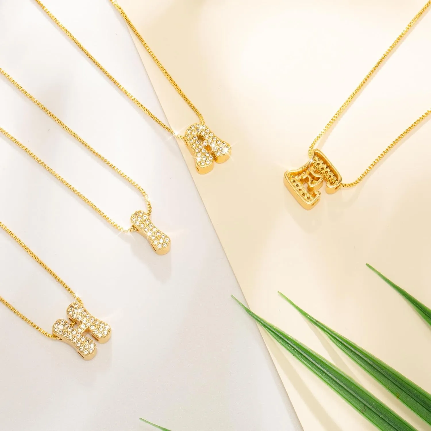 Gold Initial Necklace for Women, Dainty Gold Pendant Necklaces, Simple letter Necklace with Initials, Cute Jewelry Gift