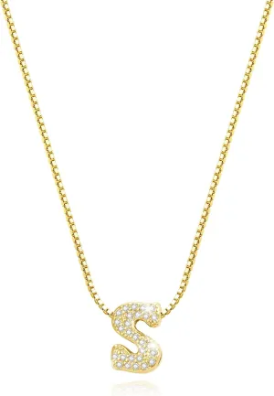 Gold Initial Necklace for Women, Dainty Gold Pendant Necklaces, Simple letter Necklace with Initials, Cute Jewelry Gift