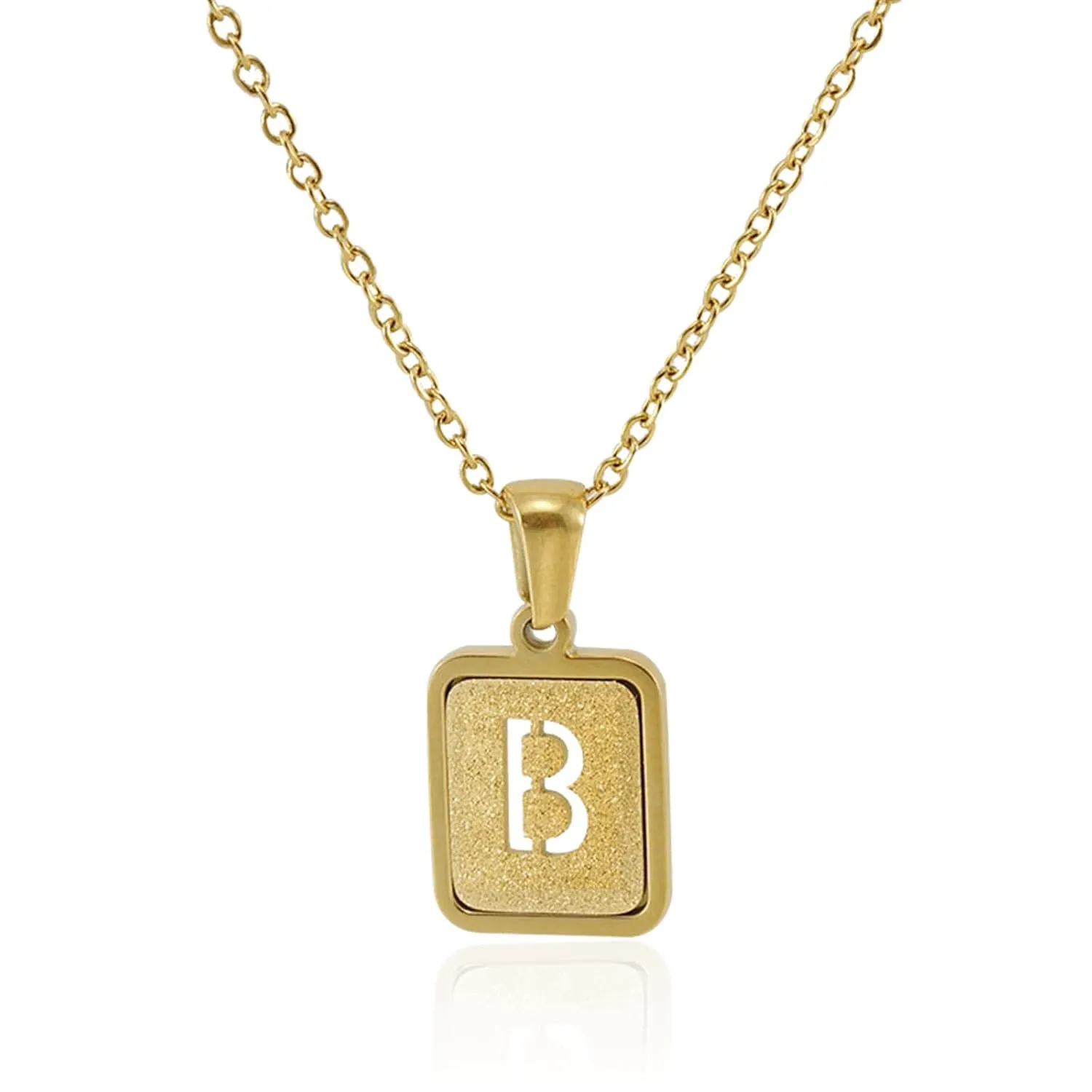 Gold Initial Necklaces for Women Men Teen Girls, Dainty Initial A-Z Necklace 18K Gold Plated Capital Letter Pendant Choker Necklace Stainless Steel Personalized 26 Letter Necklace Jewelry Gift(B)
