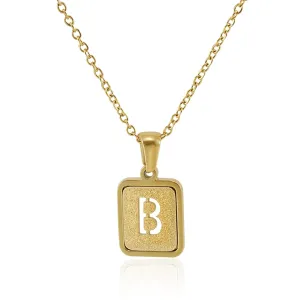 Gold Initial Necklaces for Women Men Teen Girls, Dainty Initial A-Z Necklace 18K Gold Plated Capital Letter Pendant Choker Necklace Stainless Steel Personalized 26 Letter Necklace Jewelry Gift(B)