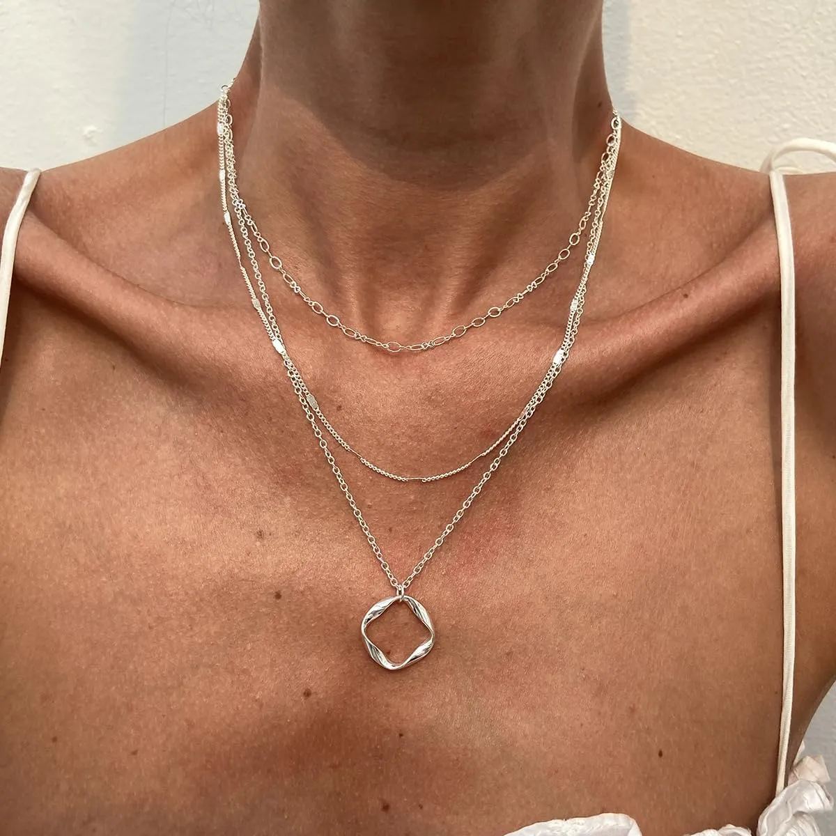 Gold Layered Necklace for Women 14k Gold Plated Herringbone Paperclip Chain Necklaces Dainty Stackable Silver Choker Jewelry