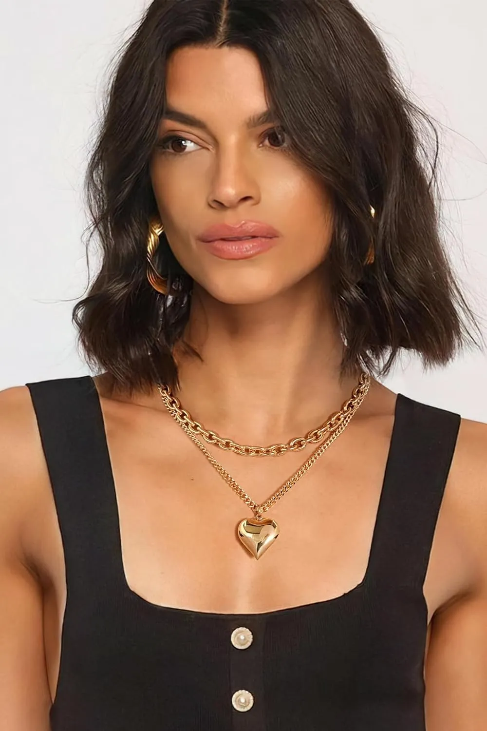 Gold Necklaces For Women Gold Heart Necklace Silver Link Necklace Heart Pendant Necklace Fashion Jewelry