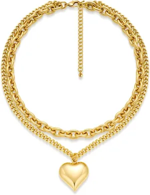 Gold Necklaces For Women Gold Heart Necklace Silver Link Necklace Heart Pendant Necklace Fashion Jewelry
