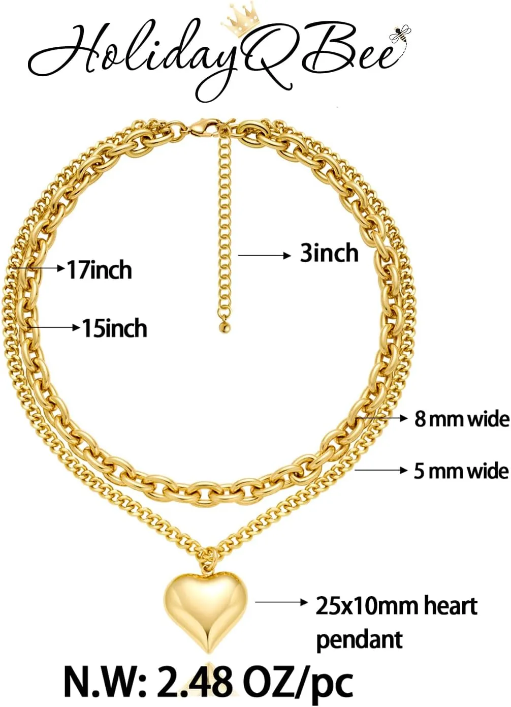 Gold Necklaces For Women Gold Heart Necklace Silver Link Necklace Heart Pendant Necklace Fashion Jewelry