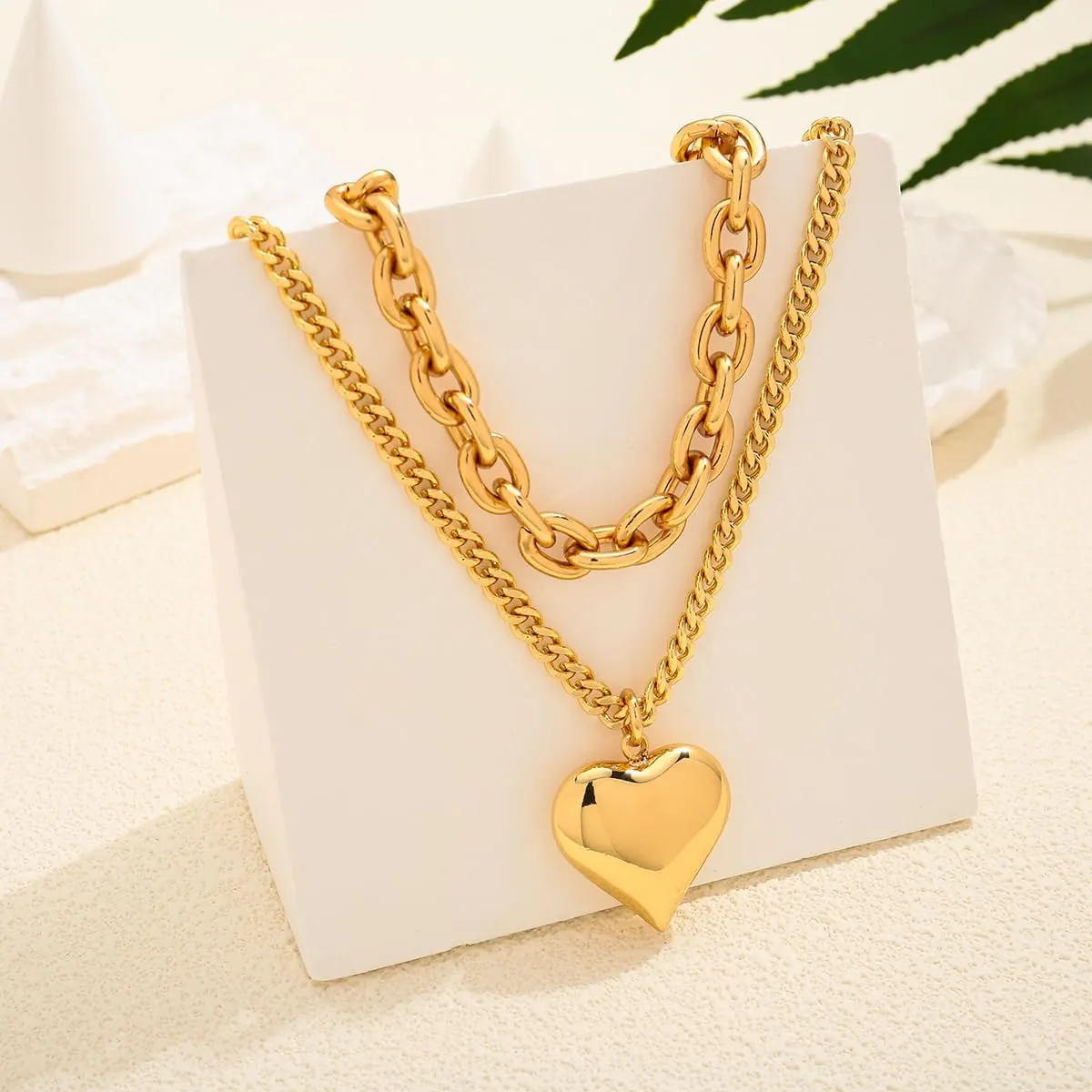 Gold Necklaces For Women Gold Heart Necklace Silver Link Necklace Heart Pendant Necklace Fashion Jewelry