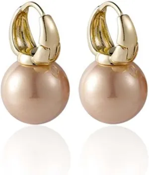 Gold Pearl Earrings Beige White Pearls Hoop Earrings Trendy Small Elegant Gold Wedding Bridal Jewelry Gifts for Women