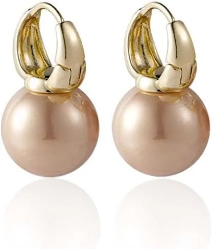 Gold Pearl Earrings Beige White Pearls Hoop Earrings Trendy Small Elegant Gold Wedding Bridal Jewelry Gifts for Women