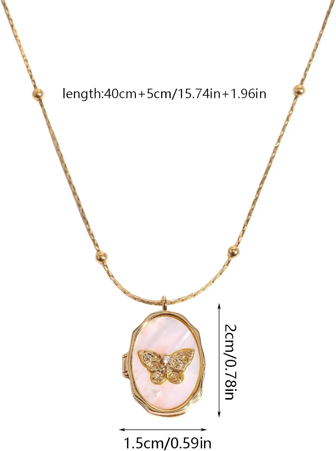 Gold Pendant Necklace for Women, Dainty Butterfly Album Picture Frame Necklace Gold Jewelry for Women Ladies Teen Girls Gifts