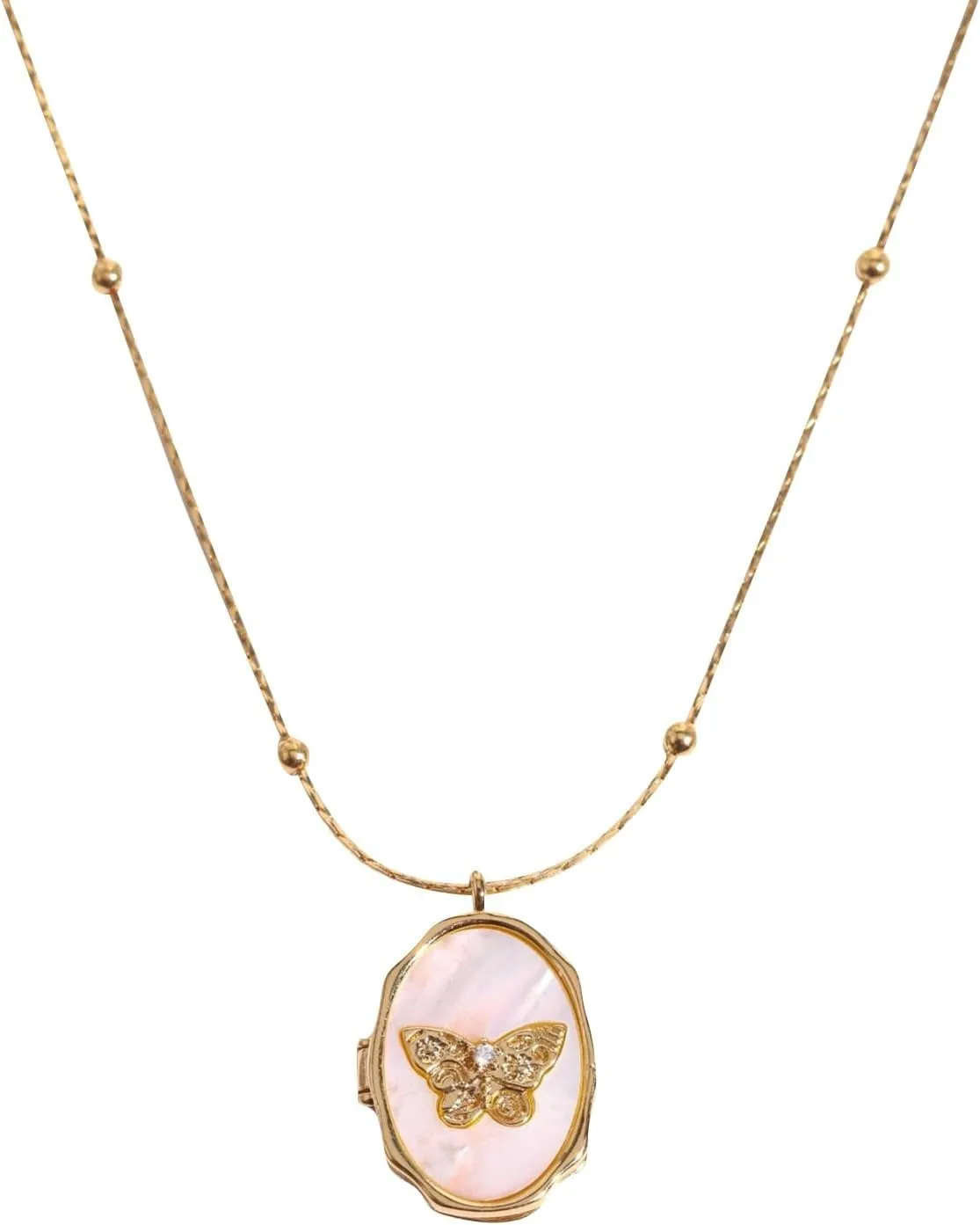 Gold Pendant Necklace for Women, Dainty Butterfly Album Picture Frame Necklace Gold Jewelry for Women Ladies Teen Girls Gifts