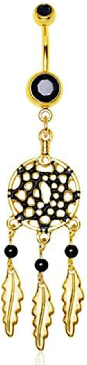 Gold Plated Burnout Dream Catcher Dangle WildKlass Navel Ring