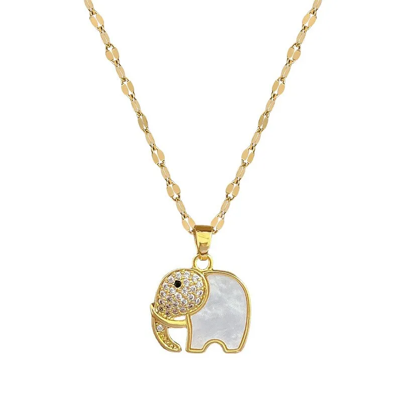 Gold Plated Charm Auspicious Elephant  Pendant Neckalce For Women