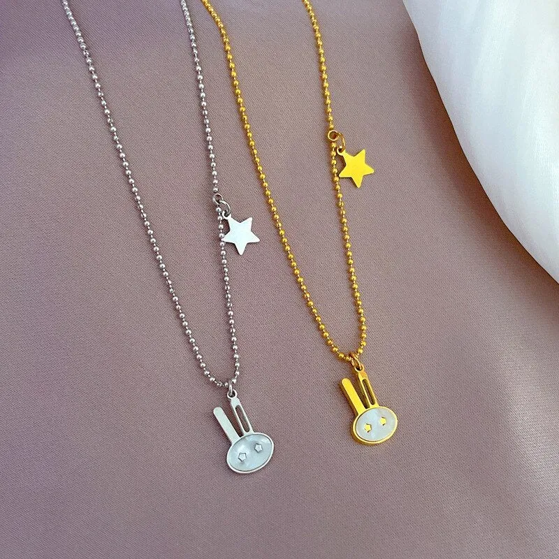 Gold Plated Classic Nature Shell Little Rabbit Pendant  Necklace For Woman