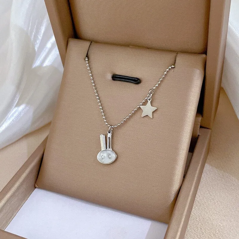 Gold Plated Classic Nature Shell Little Rabbit Pendant  Necklace For Woman