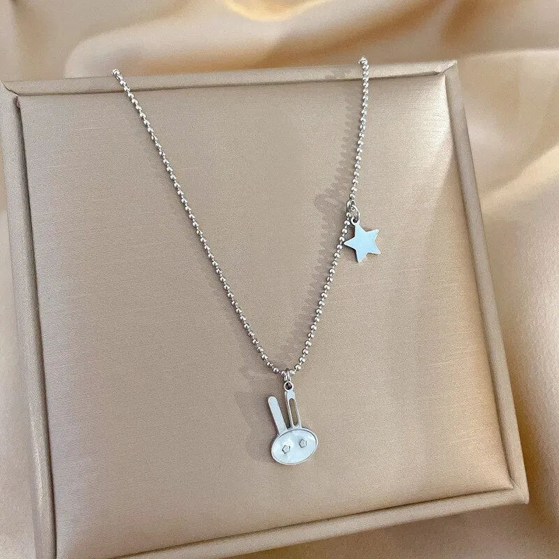 Gold Plated Classic Nature Shell Little Rabbit Pendant  Necklace For Woman