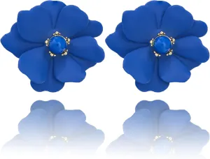 Gold Plated Rhinestone Flower Statement Daisy Stud Earrings for Women,Elegant Unique Lightweight Daily Traveling Floral Earrings,Women Gift