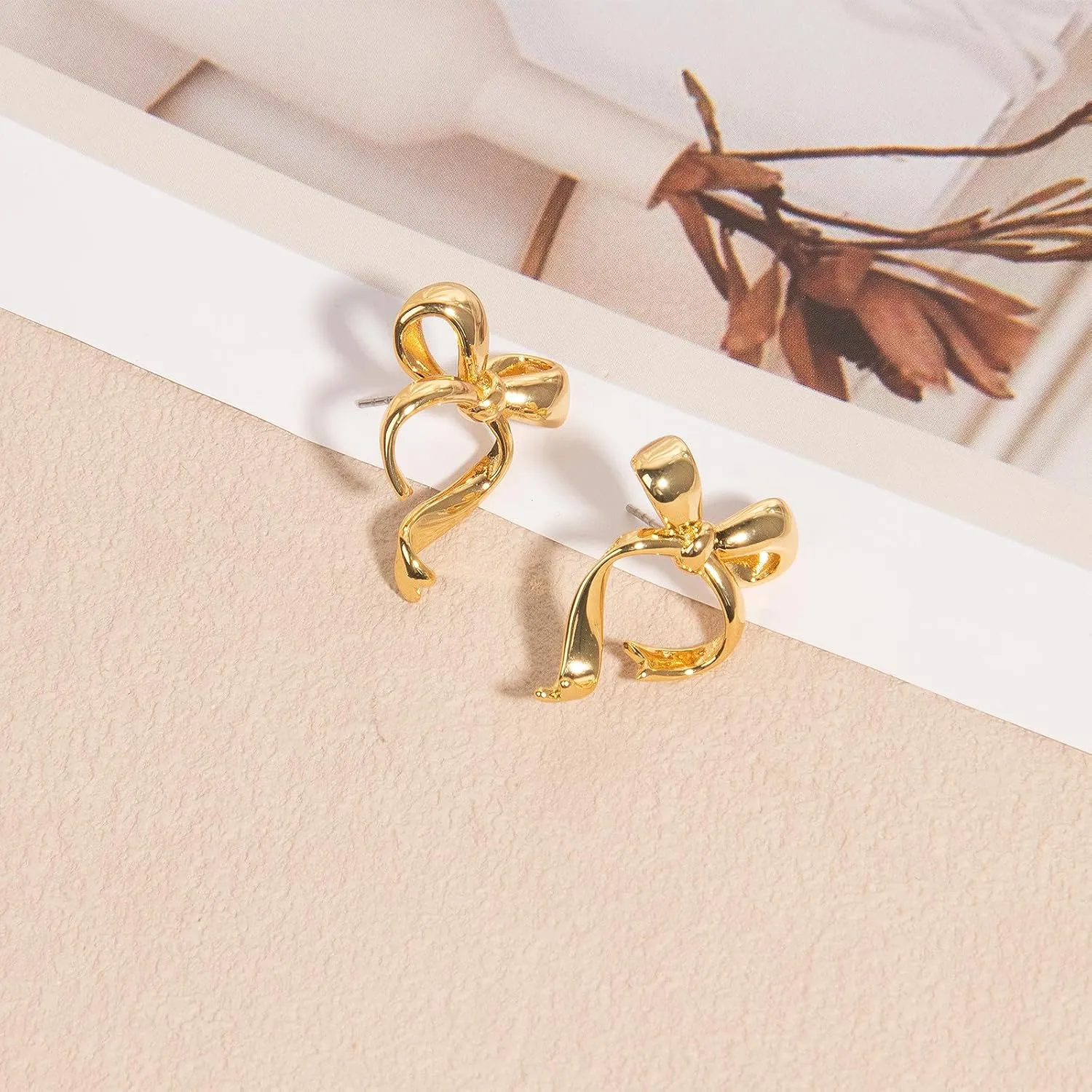 Gold Silver Bow Drop Earrings for Women Long Tassel Chain Bow Earrings Ribbon Bowknot Dangle Earrings Jewelry Gifts