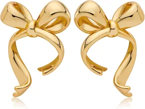 Gold Silver Bow Drop Earrings for Women Long Tassel Chain Bow Earrings Ribbon Bowknot Dangle Earrings Jewelry Gifts