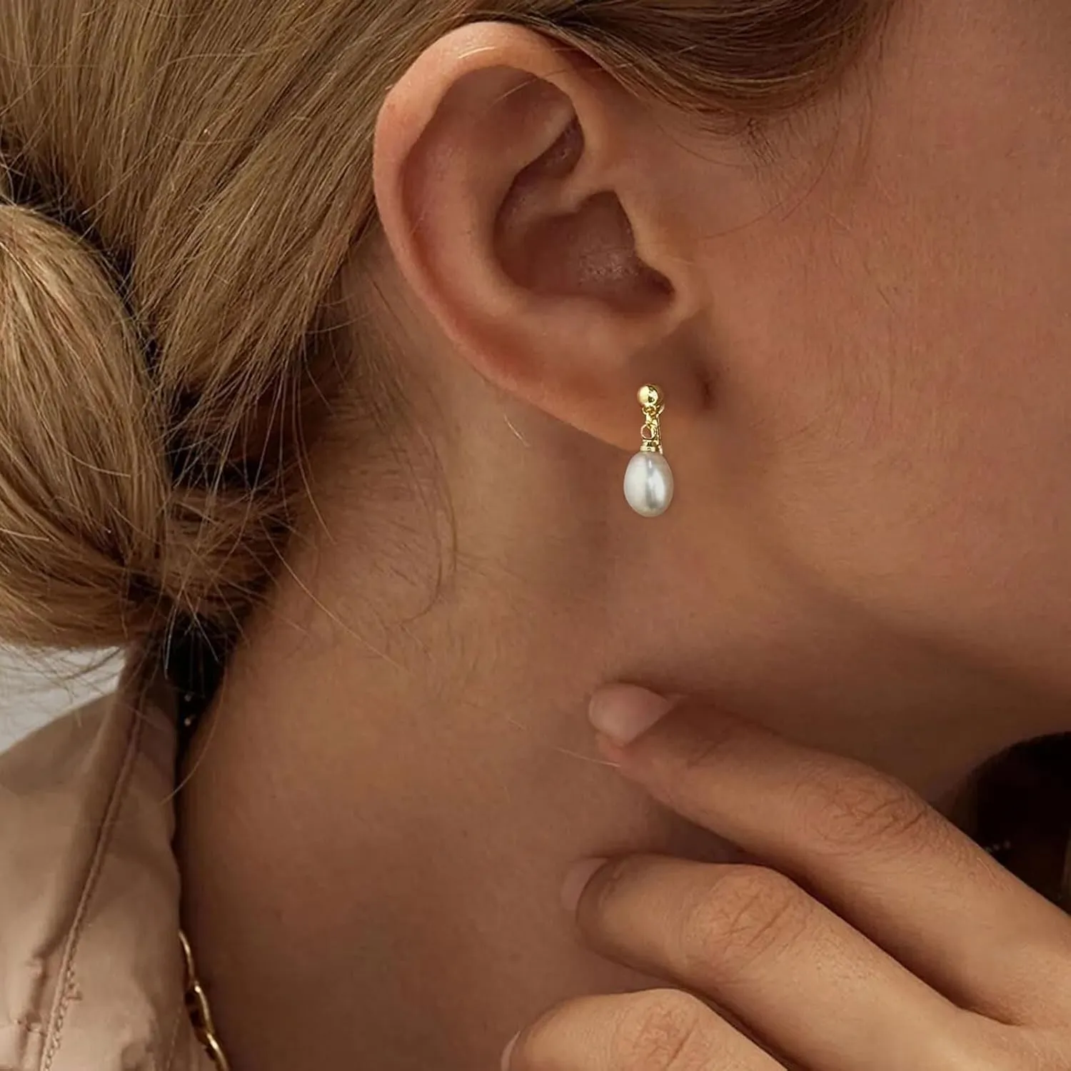 Gold Silver Pearl Dangle Earrings Prom Bridal Wedding White Pearl Drop Earrings for Women Elegant Jewelry