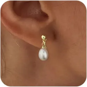 Gold Silver Pearl Dangle Earrings Prom Bridal Wedding White Pearl Drop Earrings for Women Elegant Jewelry