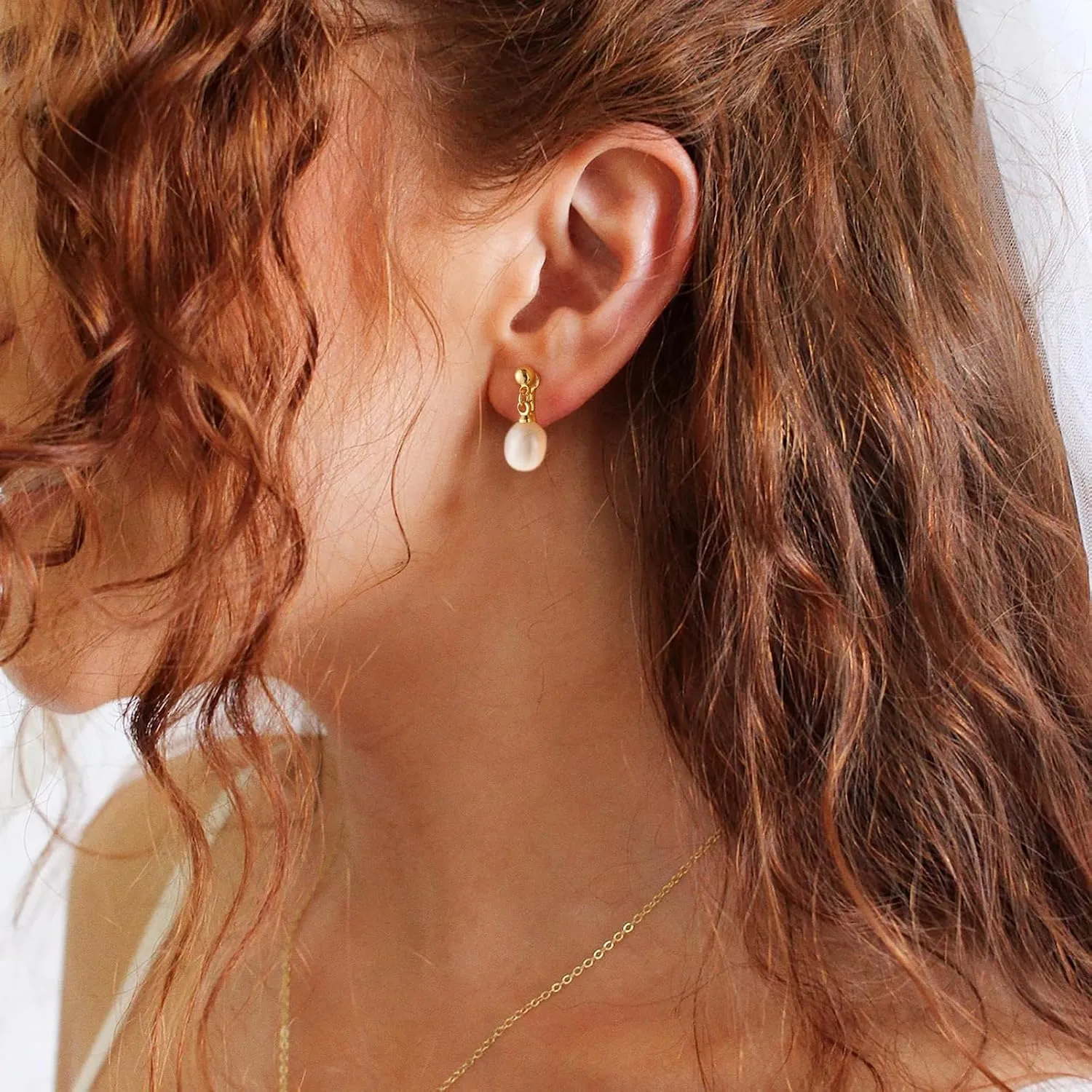 Gold Silver Pearl Dangle Earrings Prom Bridal Wedding White Pearl Drop Earrings for Women Elegant Jewelry