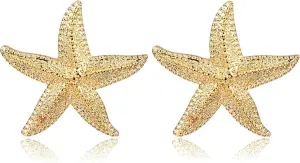 Gold Starfish Stud Earrings for Women  Elegant Summer Jewelry for Vacation and Beach Party