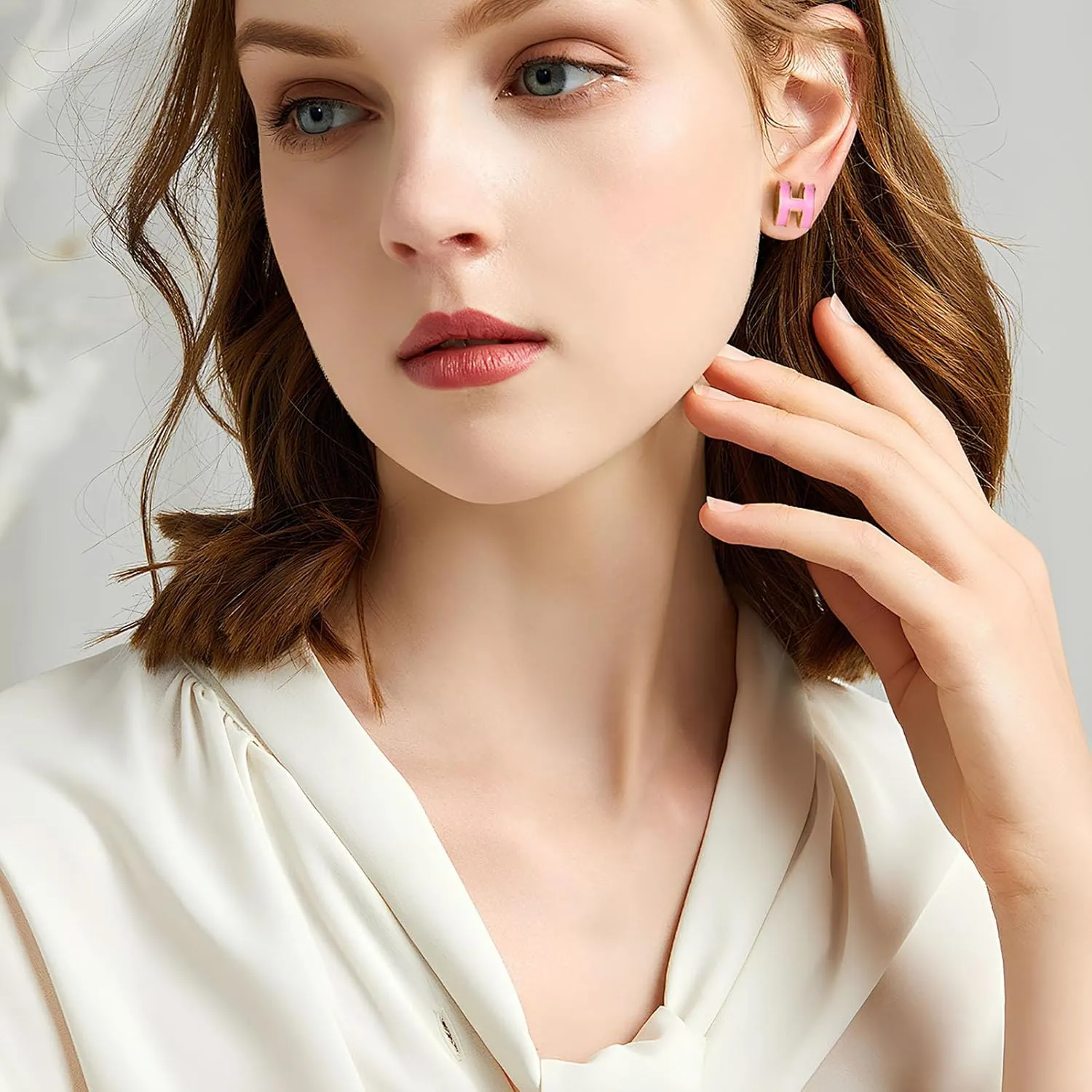Gold Stud Earrings for Women Classical H Enamel Color Earrings Stainless Steel Hypoallergenic Earrings for Women Trendy Elegant Jewelry for Women