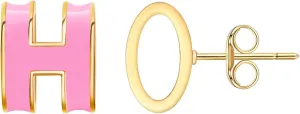Gold Stud Earrings for Women Classical H Enamel Color Earrings Stainless Steel Hypoallergenic Earrings for Women Trendy Elegant Jewelry for Women
