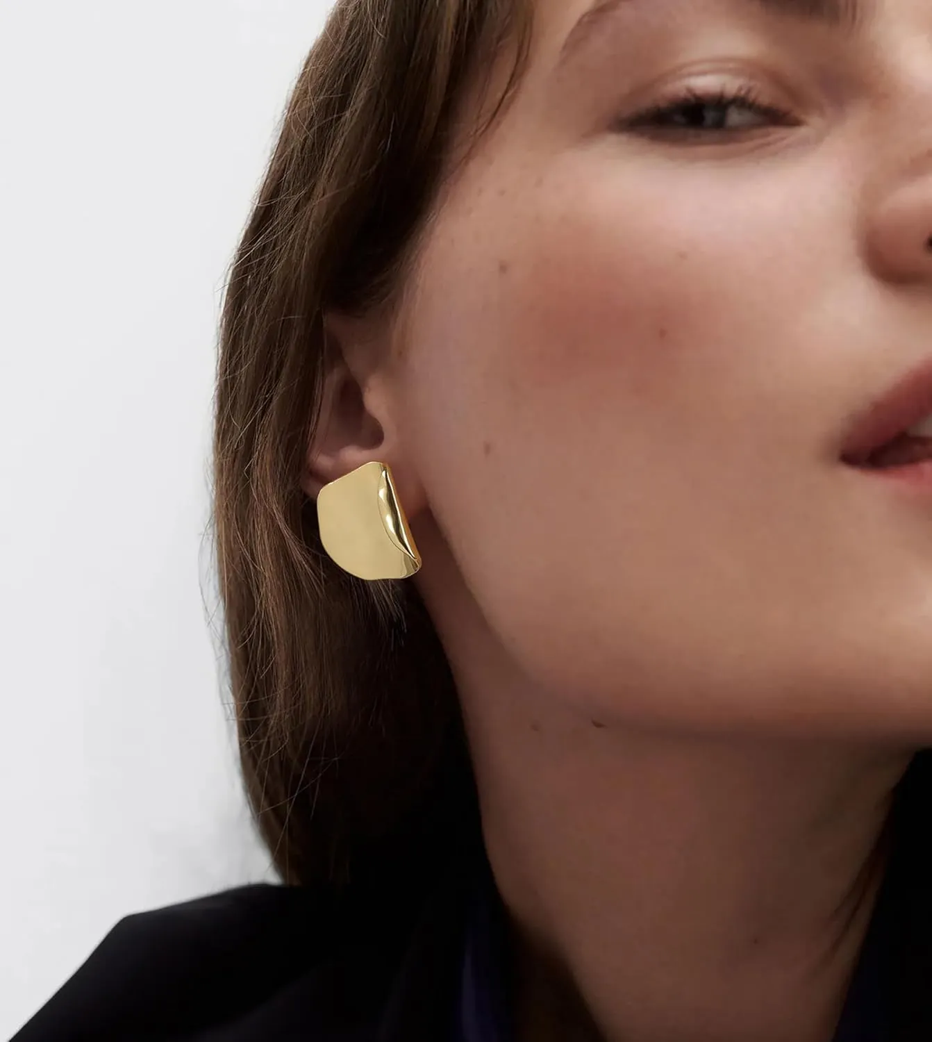 Gold Stud Earrings for Women, Trendy Geometric 14K Gold Plated CZ Crystal Stud Lightweight Hypoallergenic Jewelry for Her