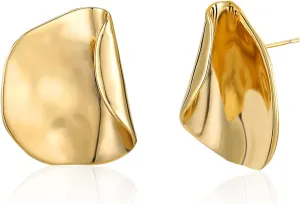 Gold Stud Earrings for Women, Trendy Geometric 14K Gold Plated CZ Crystal Stud Lightweight Hypoallergenic Jewelry for Her