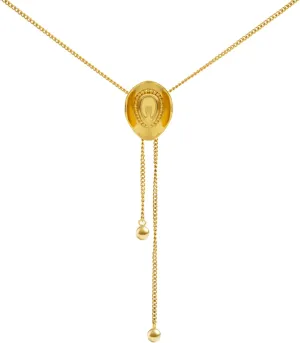 Gold Western Cowgirl Hat Necklace for Women, Cowgirl Accessories, Bolo Tie Cowboy Necktie Western Long Necklace Jewelry Gift
