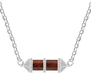 Golden Tigereye Crystal Zirconia Necklace | Healing Gemstone Fashion Jewelry for Women | Chakra Bullet Necklaces | Unique Natural Stone Pendant for Reiki | Platinum Plated