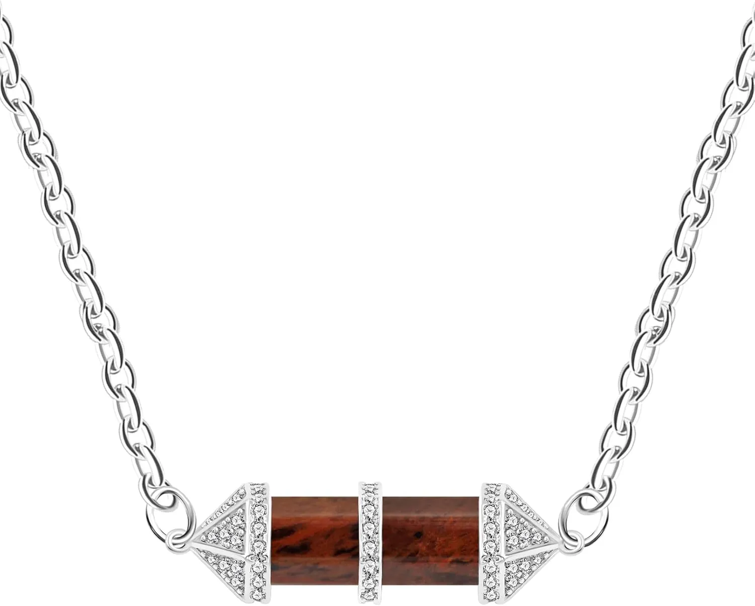 Golden Tigereye Crystal Zirconia Necklace | Healing Gemstone Fashion Jewelry for Women | Chakra Bullet Necklaces | Unique Natural Stone Pendant for Reiki | Platinum Plated