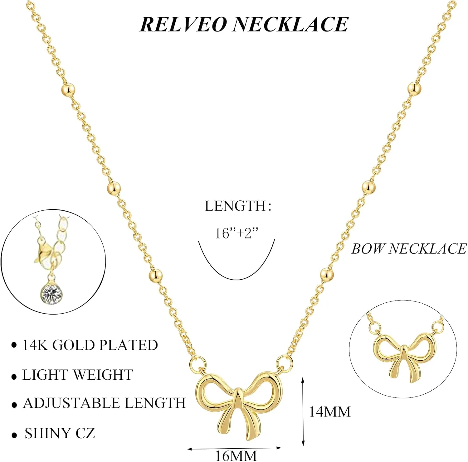 Gold/Silver Bow Necklace Dainty 14K Gold Plated Tiny Bow Pendant Pearl Beads Chain Choker Necklaces Trendy Jewelry Gift