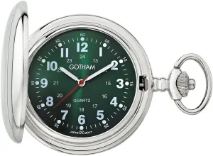 Gotham Men's Silver-Tone Polished Finish Covered Quartz Pocket Watch # GWC15042SG