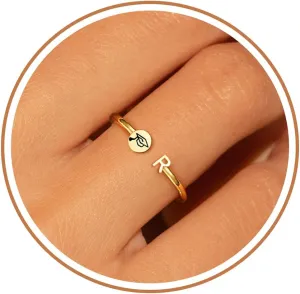 Graduation Gifts for Her, Graduation Gifts Class of 2025 Gift Initial Ring Gold Rings for Women with Letter A-Z High School College Senior Middle Masters Degree Phd Graduate Gift for Daughter Nurse Granddaughter