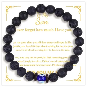Graduation Teens Boys Gift Ideas Teenage Boys Gifts for Son 14 16 18 20 Year Old Birthday Gift Cool Unique Beaded Bracelets Christmas Valentines Gift Men (8 Inches, Evil eye)