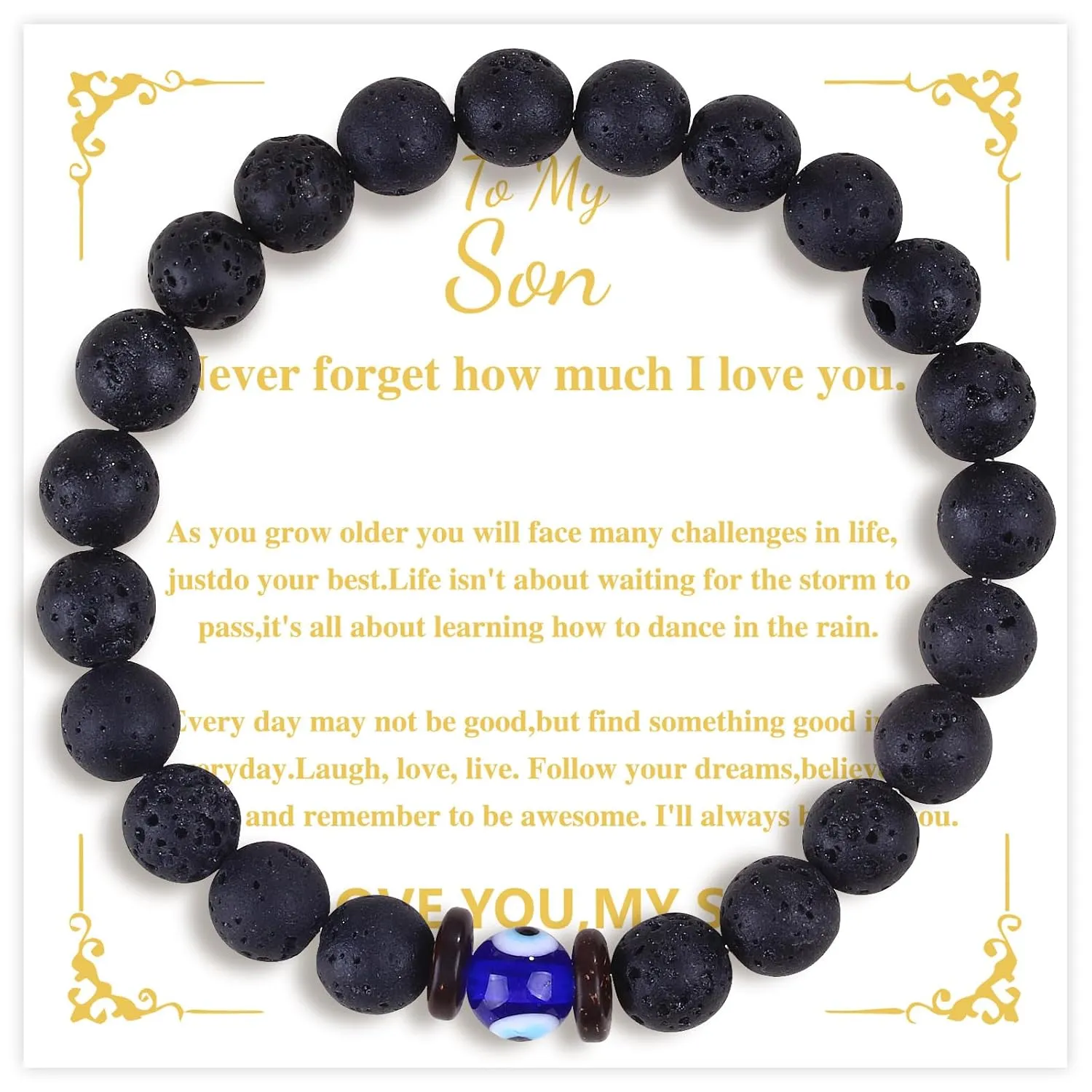 Graduation Teens Boys Gift Ideas Teenage Boys Gifts for Son 14 16 18 20 Year Old Birthday Gift Cool Unique Beaded Bracelets Christmas Valentines Gift Men (8 Inches, Evil eye)