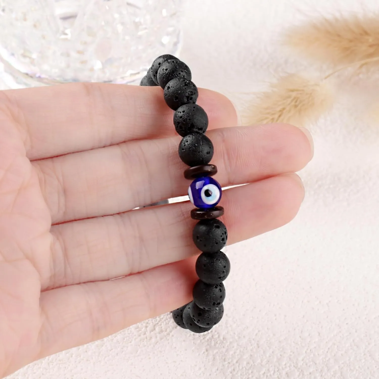 Graduation Teens Boys Gift Ideas Teenage Boys Gifts for Son 14 16 18 20 Year Old Birthday Gift Cool Unique Beaded Bracelets Christmas Valentines Gift Men (8 Inches, Evil eye)