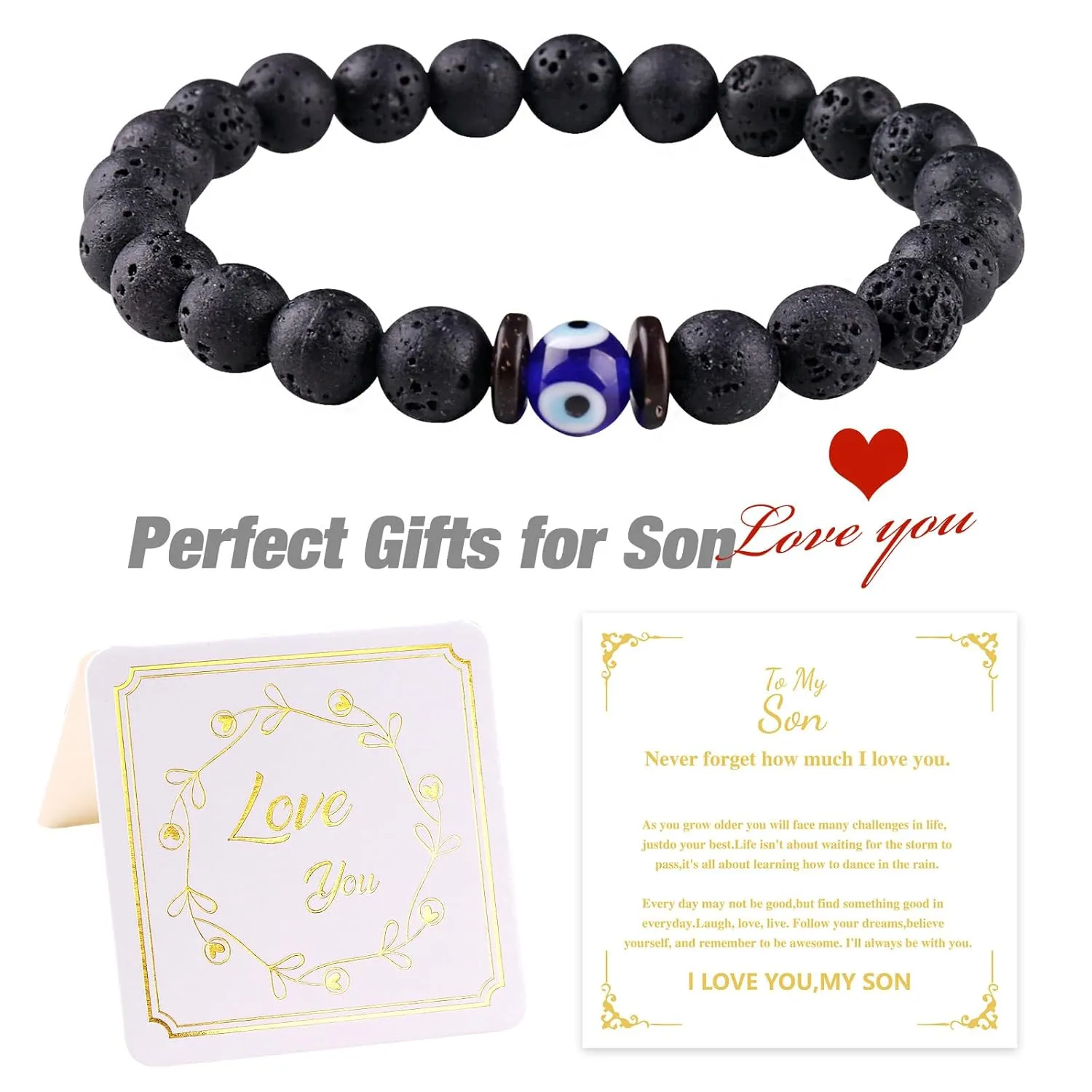 Graduation Teens Boys Gift Ideas Teenage Boys Gifts for Son 14 16 18 20 Year Old Birthday Gift Cool Unique Beaded Bracelets Christmas Valentines Gift Men (8 Inches, Evil eye)