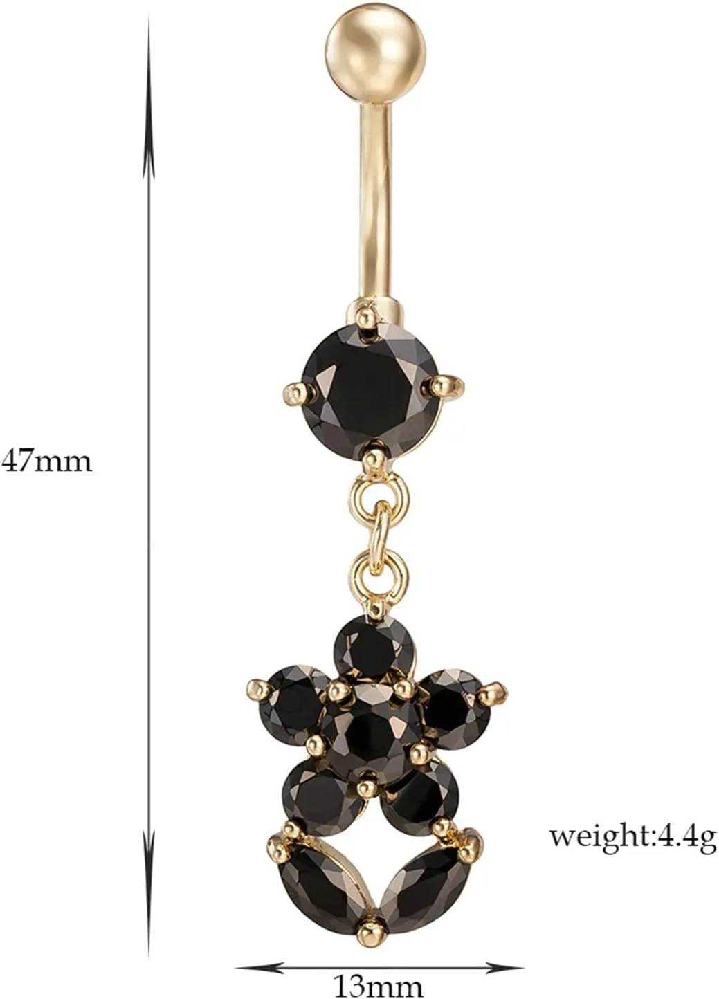 Gualiy Belly Button Rings Surgical Steel Dangling Flower Cubic Zirconia Belly Button Rings