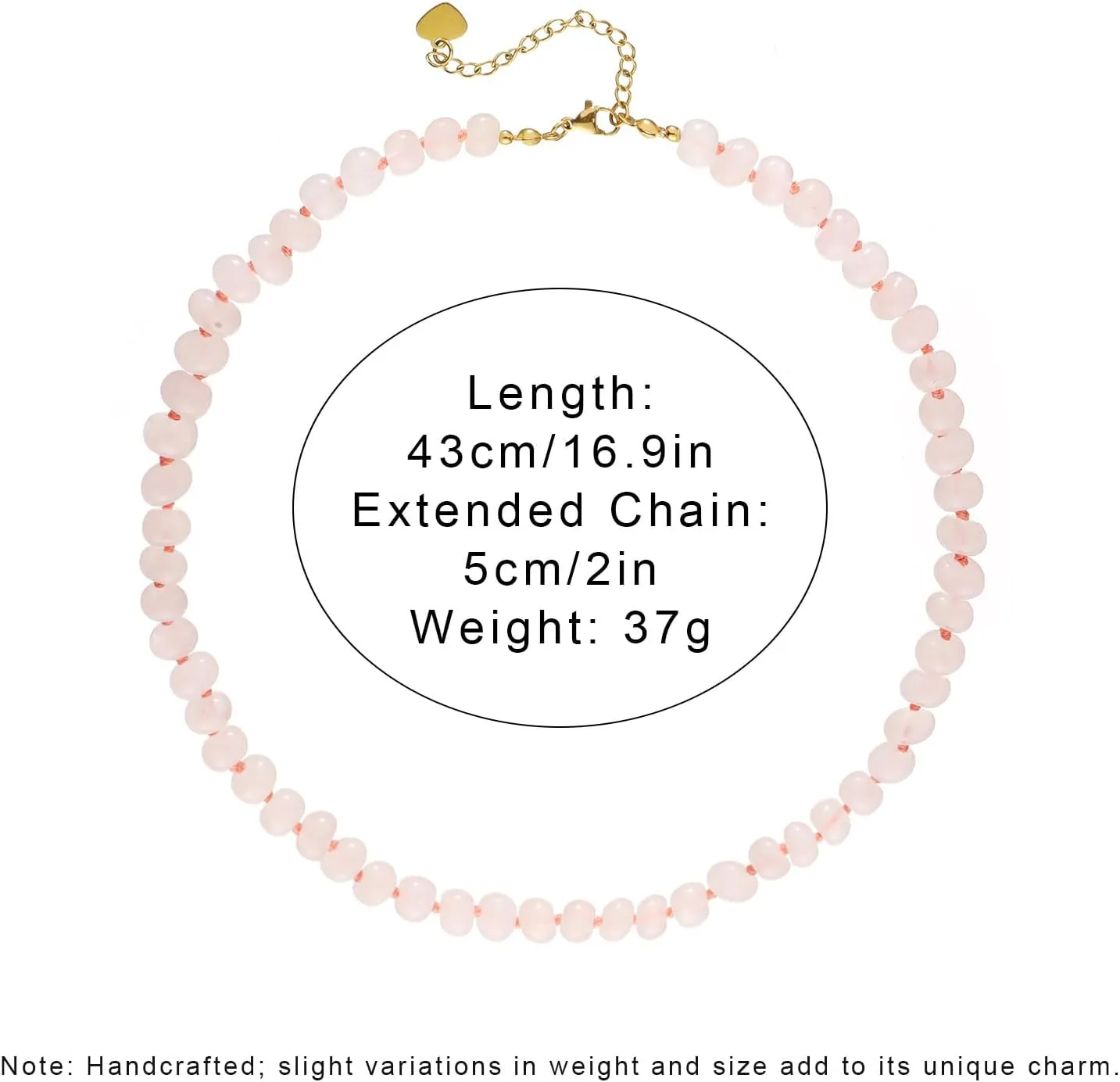 Handmade Adjustable Boho Gemstone Necklace for Women, Natural Color Beaded Choker Necklace, 18K Gold Plated Clasp- Gift for Her (Birthday, Anniversary, Beach Jewelry)