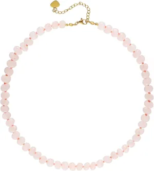 Handmade Adjustable Boho Gemstone Necklace for Women, Natural Color Beaded Choker Necklace, 18K Gold Plated Clasp- Gift for Her (Birthday, Anniversary, Beach Jewelry)