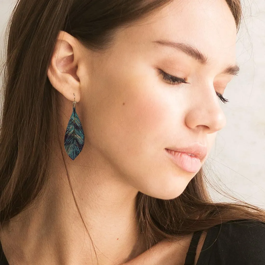 Handmade Boho Lightweight Statement Leaf Earrings with Detailed Texture for Women