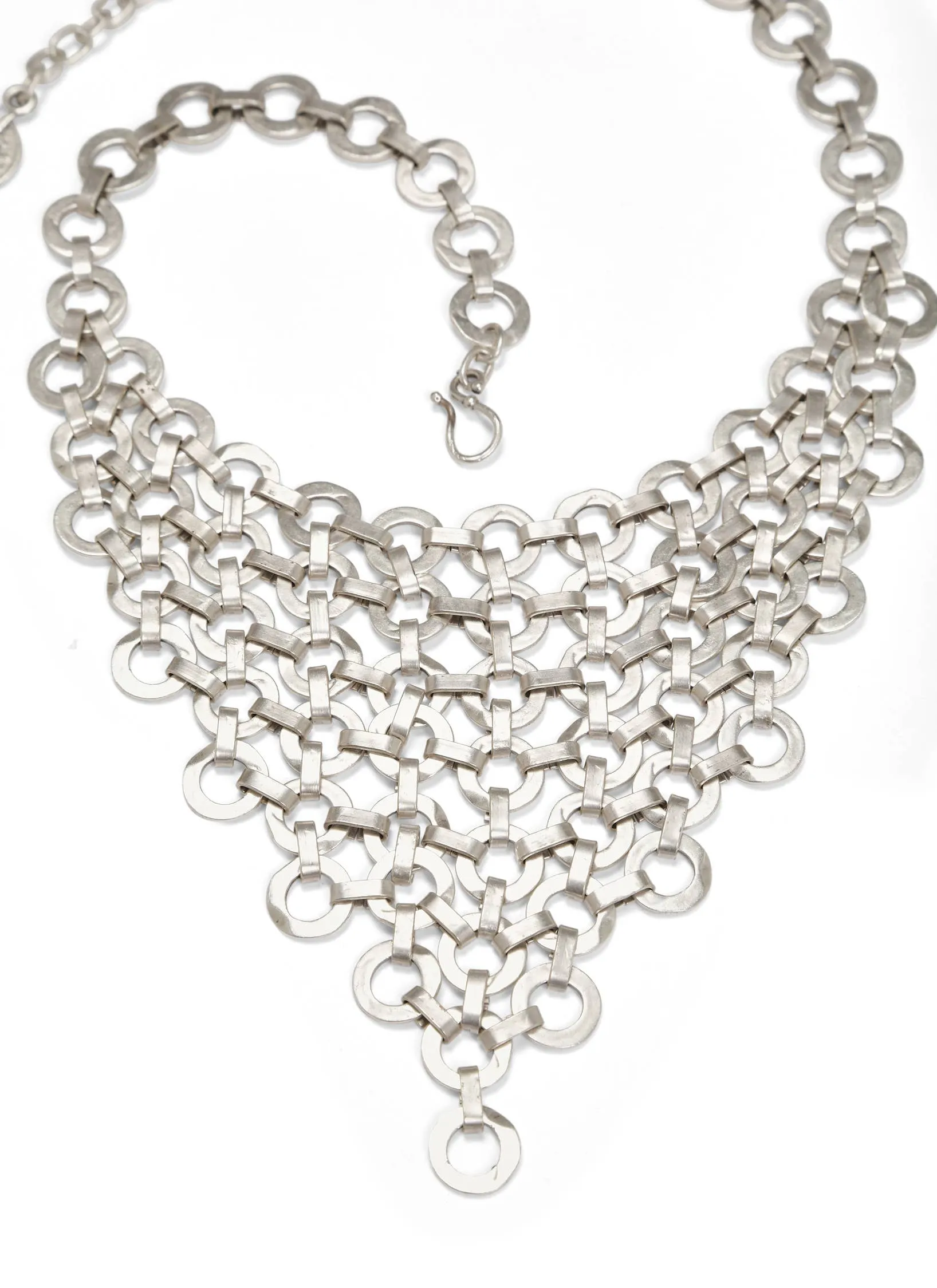 Handmade Circle V Shape Pewter Necklace