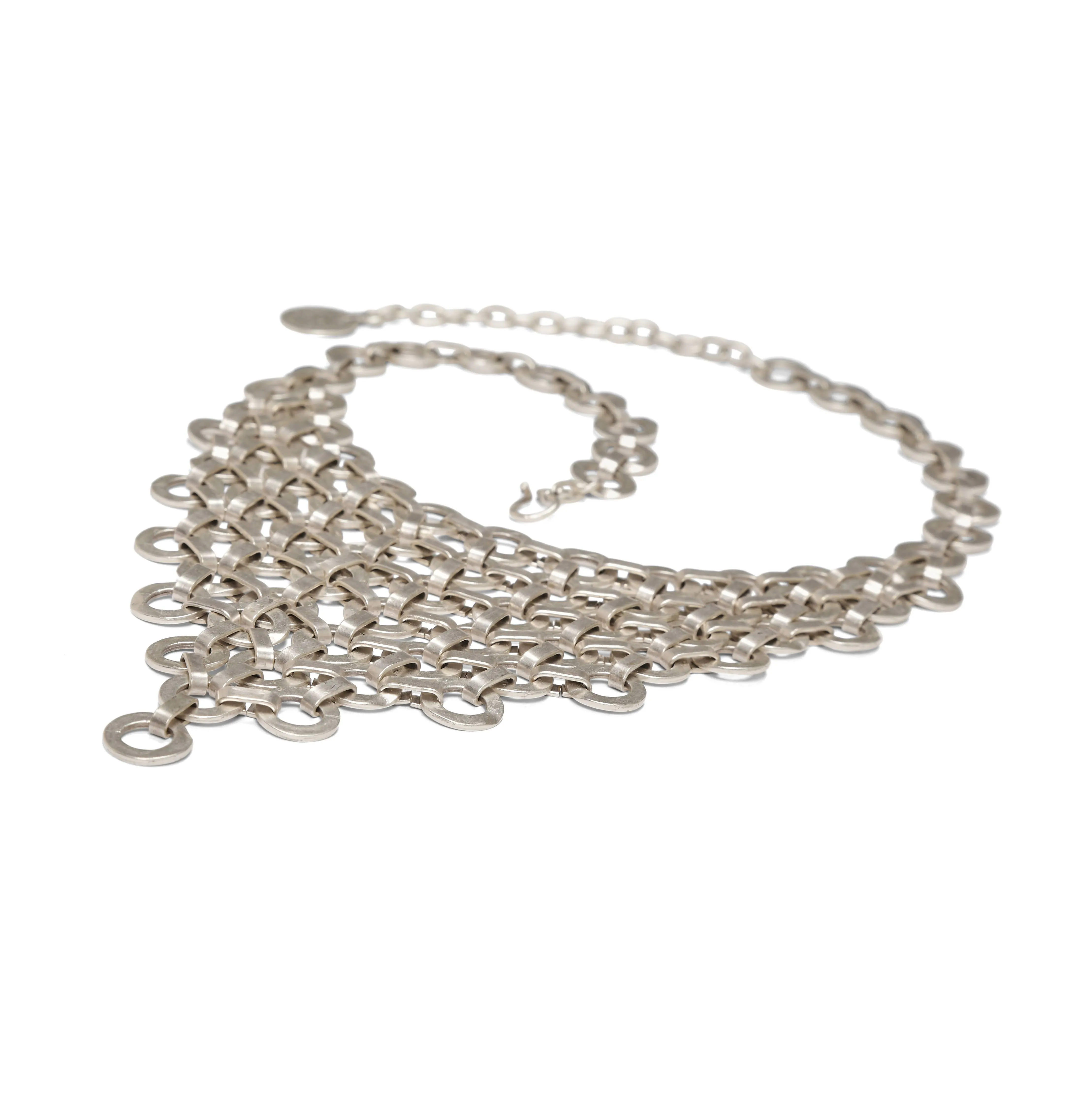 Handmade Circle V Shape Pewter Necklace